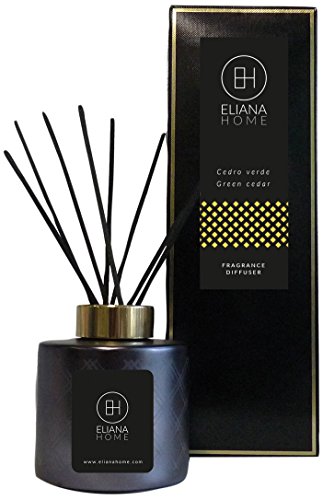 Eliana Home Cedro Verde Difusor de Perfume, Negro, 8x8x9 cm