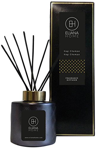 Eliana Home Nag Champa Difusor de Perfume, Negro, 8x8x9 cm