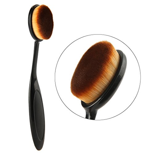 Elite Oval - Cepillos de maquillaje con diseño de cepillo de dientes ovalado, juego de cepillos para aplicar productos cosméticos (largos, color rosa dorado, 5 unidades)