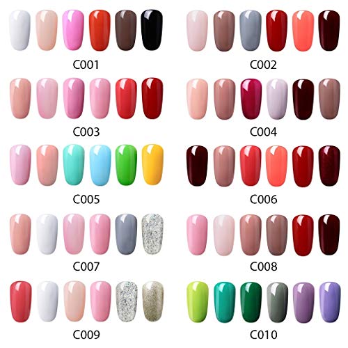 Elite99 Esmalte de Uñas 3 en 1, Esmaltes Semipermenentes para Uñas, 6pcs Kit de Uñas de Gel One Step, Soak off Pintauñas de Colores para Manicura, Tamaño Pequeño 7ml - 003