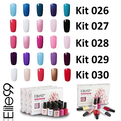 Elite99 Esmalte de Uñas Semipermanente Uñas de Gel UV LED Kit de Manicura 5pcs en Caja Pintauñas Soak off 7.3ml - Kit 017