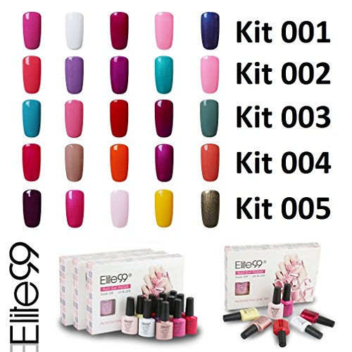 Elite99 Esmalte de Uñas Semipermanente Uñas de Gel UV LED Kit de Manicura 5pcs en Caja Pintauñas Soak off 7.3ml - Kit 020