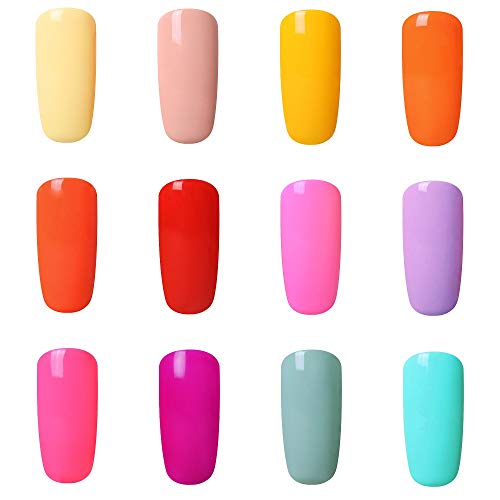 Elite99 Esmalte Semipermanente UV LED 12pcs Kit Uñas de Gel Pintauñas Esmalte de Uñas Soakoff Manicura Color de Macarrón - Gift set 015