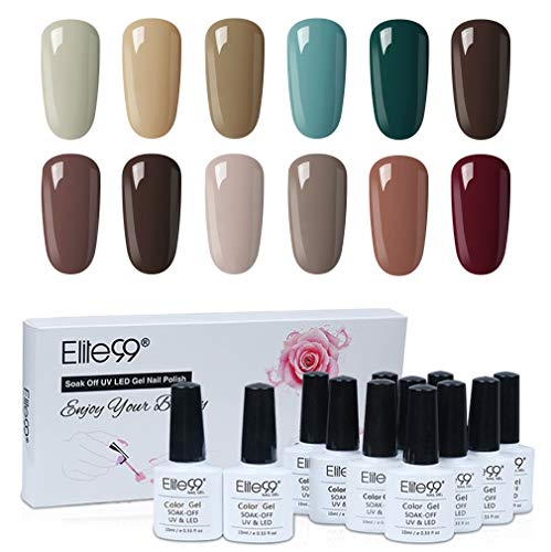 Elite99 Esmaltes Semipermanentes de Uñas en Gel UV LED, 12 Colores Kit de Esmaltes de Uñas 004