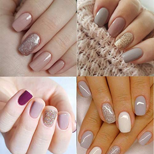 Elite99 Esmaltes Semipermanentes de Uñas en Gel UV LED, 6pcs Kit de Esmaltes de Uñas de Color Nude y Brillo Glitter 10ml 003