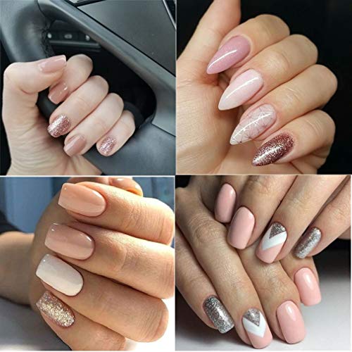 Elite99 Esmaltes Semipermanentes de Uñas en Gel UV LED, 6pcs Kit de Esmaltes de Uñas de Color Nude y Brillo Glitter 10ml 004