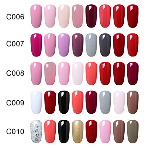 Elite99 Esmaltes Semipermanentes de Uñas en Gel UV LED, 8 Colores Kit de Esmaltes de Uñas de Color 007