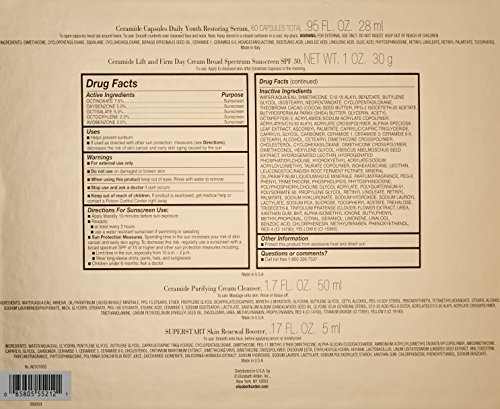 Elizabeth Arden Ceramide Capsules Lift &Firm Set de Cuidado Facial Crema de Día, Serum y Limpiador - 85 ml