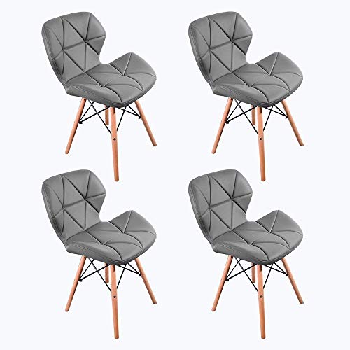 Ellexir Pack 4 Sillas de Comedor Sillas de Cocina,PU Retro Comedor Silla Oficina Silla Lounge Manicura, Sillas de Manicura Sillas de Oficina Sillas de Niños Silla de Salón Gris