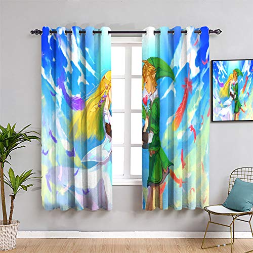 Elliot Dorothy - Cortinas térmicas, aislantes térmicos, con ojales, diseño de la leyenda de Zelda, 55 x 63 cm
