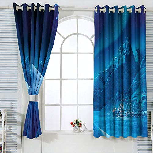 Elliot Dorothy Frozen Elsa and Anna - Cortinas decorativas para sala de estar, oscurecimiento, cortinas anchas para dormitorio, sala de estar cocina W63 x L72