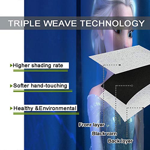 Elliot Dorothy Frozen Elsa película cortinas personalizadas ojal cortinas habitación oscurecimiento cortinas anchas para habitación de los niños, cuarto de bebé W42 x L54