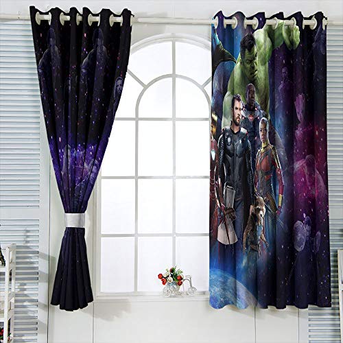 Elliot Dorothy Vengadores Superhéroe Iron Man Capitán América Hulk cortinas de reducción de ruido con ojales, cortinas opacas aislantes térmicos para decoración de aislamiento térmico W63 x L63