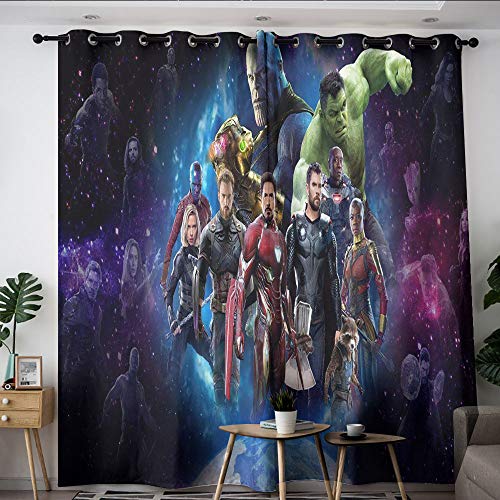 Elliot Dorothy Vengadores Superhéroe Iron Man Capitán América Hulk cortinas de reducción de ruido con ojales, cortinas opacas aislantes térmicos para decoración de aislamiento térmico W63 x L63