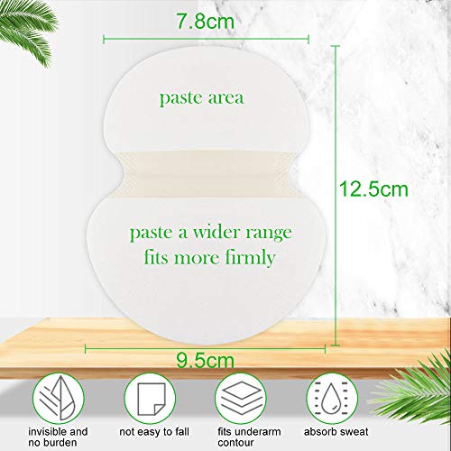 EMAGEREN Almohadillas Sudor, 60 piezas Almohadillas Absorbentes Axilas Desechables, Súper Absorbente, No Visibles, Suave para Absorción Sudor y Reducir Olor, Pegar en Camisetas, Camisas, Faldas