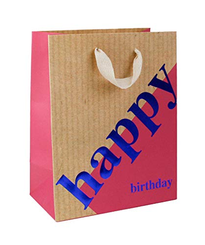 Emartbuy Conjunto de 4 Lujo Bolsa de Regalo Papel Laminado Fuerte Colores Mezclados 18 x 23 x 10 cm - Feliz Cumpleaños
