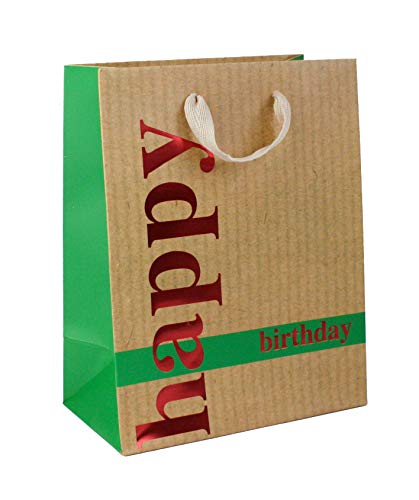 Emartbuy Conjunto de 4 Lujo Bolsa de Regalo Papel Laminado Fuerte Colores Mezclados 18 x 23 x 10 cm - Feliz Cumpleaños