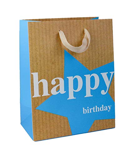 Emartbuy Conjunto de 4 Lujo Bolsa de Regalo Papel Laminado Fuerte Colores Mezclados 18 x 23 x 10 cm - Feliz Cumpleaños