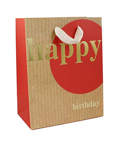 Emartbuy Conjunto de 4 Lujo Bolsa de Regalo Papel Laminado Fuerte Colores Mezclados 18 x 23 x 10 cm - Feliz Cumpleaños