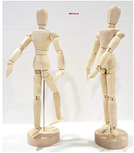 EMI Craft Mannekin Masculino y femeninode 20cm – Muñeco articulado, Marioneta de Madera, Maniquí Flexible .Set 2pcs (France Import)