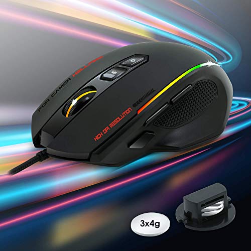 EMPIRE GAMING - Ratón Gamer con cable USB Hellfire - Resolución 10 000 DPI – 8 Botones programables – Retroiluminación LED RGB Rainbow 12 Modos – Software incluido
