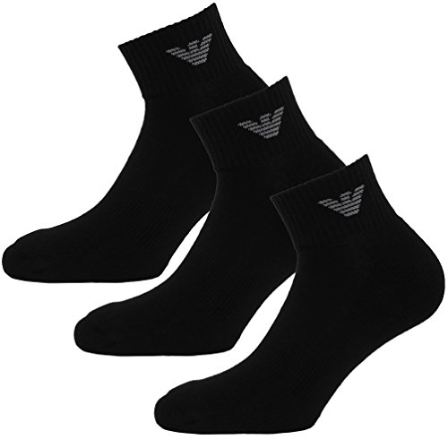 Emporio Armani - pack de 3 pares de calcetines, unisex, lisos negro 42/43 ES (Medium)
