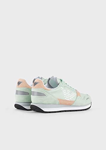 Emporio Armani X3X058XL481R - Zapatillas bajas para mujer, color azul y verde claro Verde Size: 40 EU