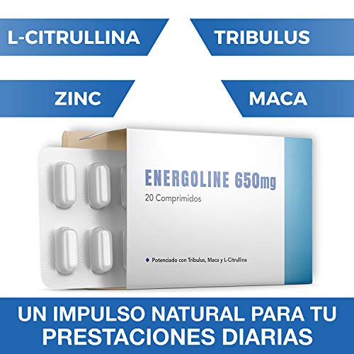 Energoline 650 [20 tabletas] | Potenciador de energía natural | Enriquecido con Tribulus Terrestris, Maca y L- Citrulina | Seguro y Certificado