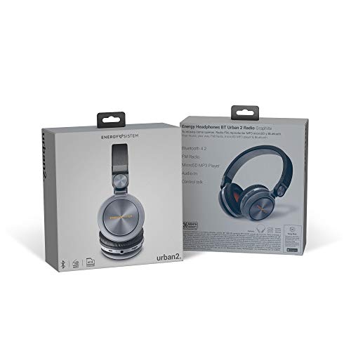 Energy Sistem Headphones BT Urban 2 Radio Black (Auriculares inalambricos, Reproductor MP3 microSD, Radio, Bluetooth)
