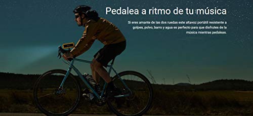 Energy Sistem Outdoor Box Bike Altavoz Bluetooth (Bluetooth, Manos Libres, 10 W, microSD, Radio FM, Entrada de Audio, Resistente a Agua y Golpes, Linterna, Accesorios)- Amarillo