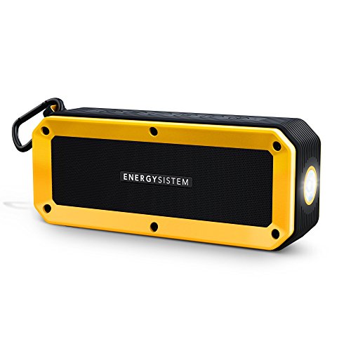 Energy Sistem Outdoor Box Bike Altavoz Bluetooth (Bluetooth, Manos Libres, 10 W, microSD, Radio FM, Entrada de Audio, Resistente a Agua y Golpes, Linterna, Accesorios)- Amarillo