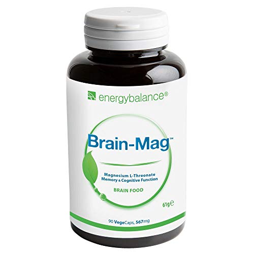 EnergyBalance, Brain-Mag, Magnesium-L-Threonate, 567mg, 90 VegeCaps - Alta biodisponibilidad - Sin Vegetales ni Gluten - Calidad de marca de Suiza
