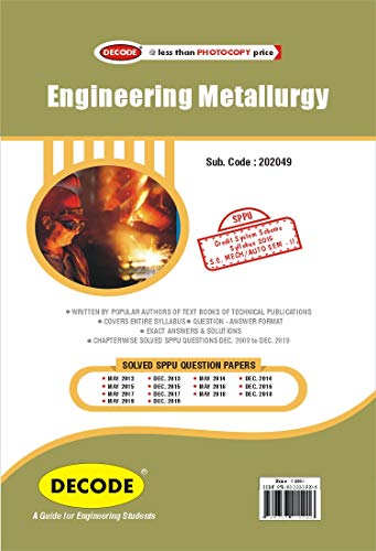 Engineering Metallurgy for SPPU 15 Course (SE - II - Mech. - 202049) - 2020 Edition (English Edition)