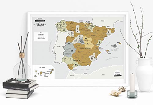 Enjoy Maps Discover Mapa Diseñada con Tinta Rascable, Papel estucado, Multicolor, 65 x 45 cm
