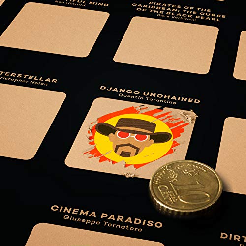 Enno Vatti 100 Movies Scratch Off Bucket List Poster - Póster de rascar de Las 100 Mejores películas Lista de Las Mejores películas de Todos los años (42 x 59,4 cm)