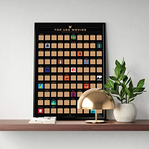 Enno Vatti 100 Movies Scratch Off Bucket List Poster - Póster de rascar de Las 100 Mejores películas Lista de Las Mejores películas de Todos los años (42 x 59,4 cm)