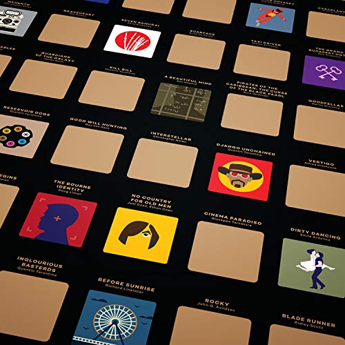 Enno Vatti 100 Movies Scratch Off Bucket List Poster - Póster de rascar de Las 100 Mejores películas Lista de Las Mejores películas de Todos los años (42 x 59,4 cm)