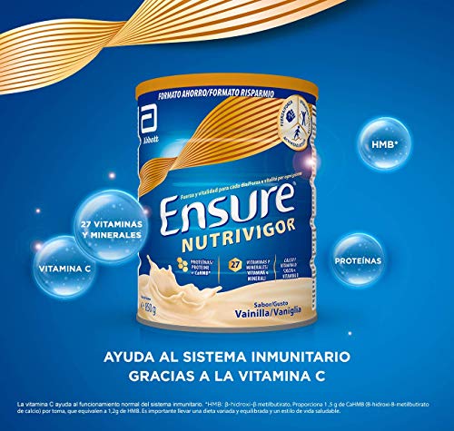 Ensure Nutrivigor - Complemento Alimenticio para Adultos, con HMB, Proteínas, Vitaminas y Minerales, como el Calcio - Sabor Vainilla - 850 g