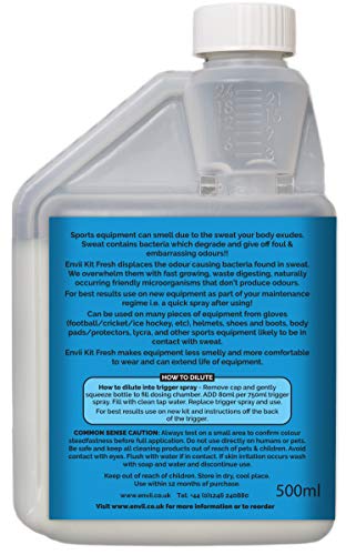 Envii Kit Fresh – Eliminador de Olores Probiótico Para Equipaciones Deportivas – Desodorante de Zapatos en Spray – Neutralizador & Limpiador de Olores – 500ml bottle of concentrate