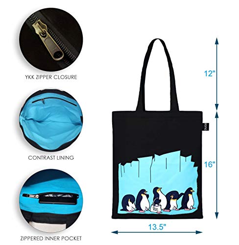 Eono Bolsas de primera calidad para mujer, Bolsas de la compra Reutilizables, Bolsas de lona 100% algodón con cremallera, Regalo Tote Bag, Bolsa de Playa, Bolsa de Hombro, Bolsa de Libros | 0602F02