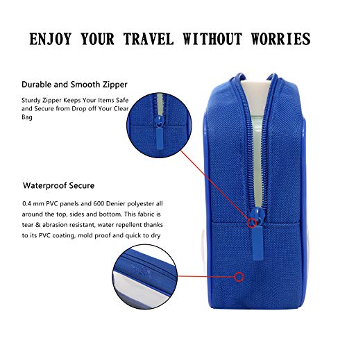 Eono by Amazon - Bolsas de Aseo Transparente Neceser Avion Unisexo Neceseres de Viaje Bolsa de Cosmético Neceser PVC Impermeable Organizador de Viaje, Azul, 2 Pcs