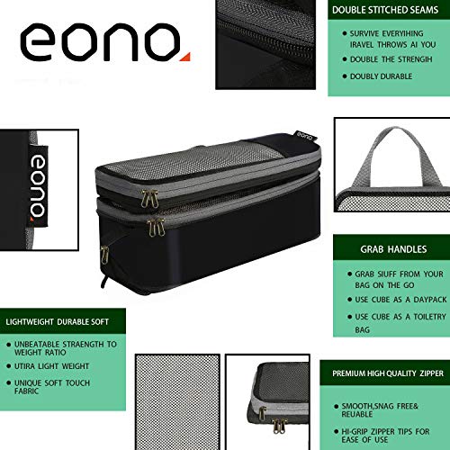 Eono by Amazon - Organizadores de Viaje de compresión expandibles, Impermeable Organizador para Maletas, Organizador de Equipaje, Cubos de Embalaje, Compression Packing Cubes, Negro, 6 Set