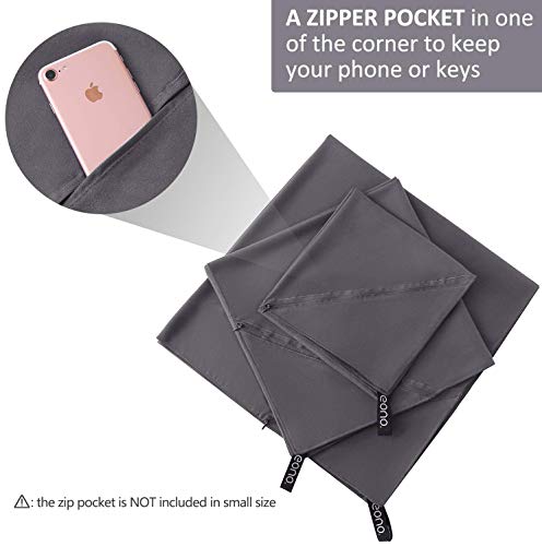 Eono by Amazon - Toalla de Microfibra para Llevar al Gimnasio, a la Playa, de Camping, de Viaje, de Natacion, o de Vacaciones. Secado rápido, Superabsorbente, Ultracompacta, Gris Oscuro-100x50cm
