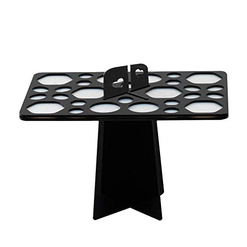 EONO Essential Soporte de Maquillaje y Cosméticos, para Borchas y Cepillo, 28 Agujeros Organizador Sacador Plegable de Maquillaje, Negro