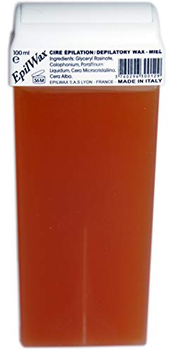 Epilwax 24 Cartuchos Roll-On de Cera Depilatoria Tibia Cera roll on de 100 ml Miel cera profesional de alta calidad para Depilación con Bandas Depilatorias des las piernas, axilas, y el cuerpo