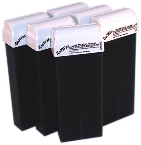 Epilwax 6 Cartuchos Roll-On de Cera Depilatoria Tibia Cera roll on de 100 ml de Azuleno cera profesional de alta calidad para Depilación con Bandas Depilatorias des las piernas, axilas, y el cuerpo