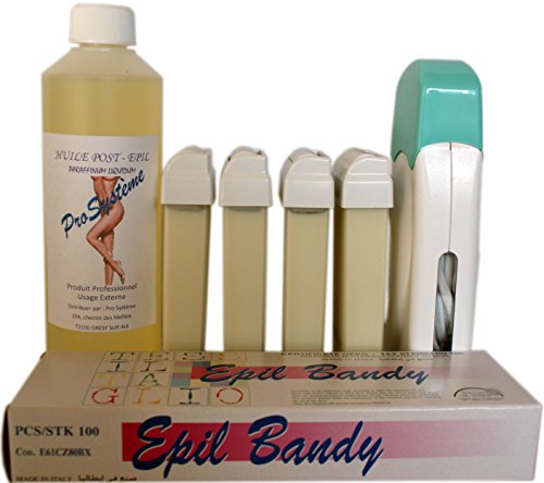 EPILWAX S. A. S Kit de depilación solo completo con cera desechable blanca con rueda grande modelo para piernas, aletas y cuerpo, 1 unidad