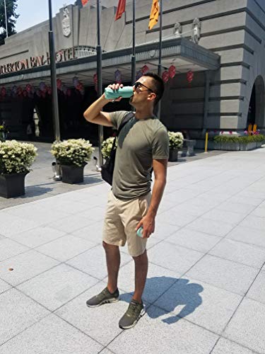 eplanita Botella de Agua de bambú, Libre de BPA y Biodegradable, Durable y a Prueba de Fugas, Fibra de bambú ecológica, 500 Milliliter (Azul)