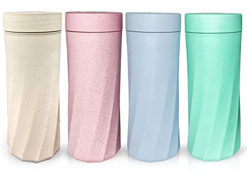 eplanita Botella de Agua de bambú, Libre de BPA y Biodegradable, Durable y a Prueba de Fugas, Fibra de bambú ecológica, 500 Milliliter (Azul)