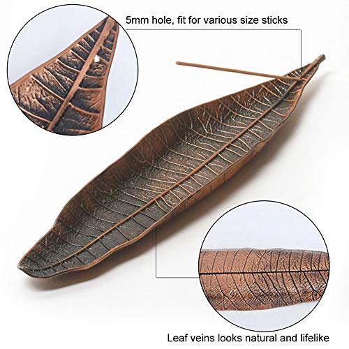 EQLEF Quemador de Incienso Ash Catcher, Quemador de Incienso Largo Natural del Mundo con Accesorios de decoración para el hogar con Soporte de Incienso de Caracol (Cobre Rojo)